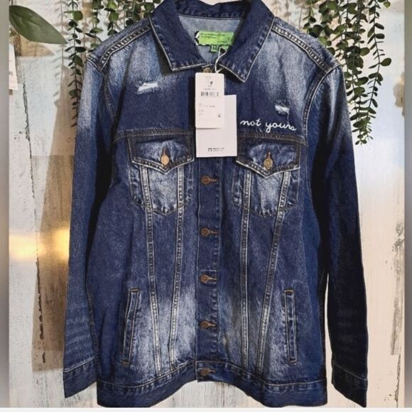 Free People x Sandrine Rose Denim Jacket Not Yours L'artiste NWT - Picture 3 of 10